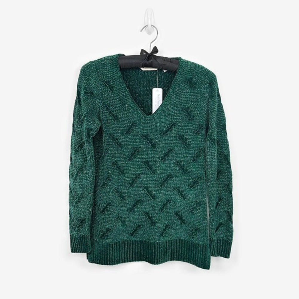 Soft Surroundings Trina‎ Chenille Sweater Size XS Green Cozy Comfy Minimalist